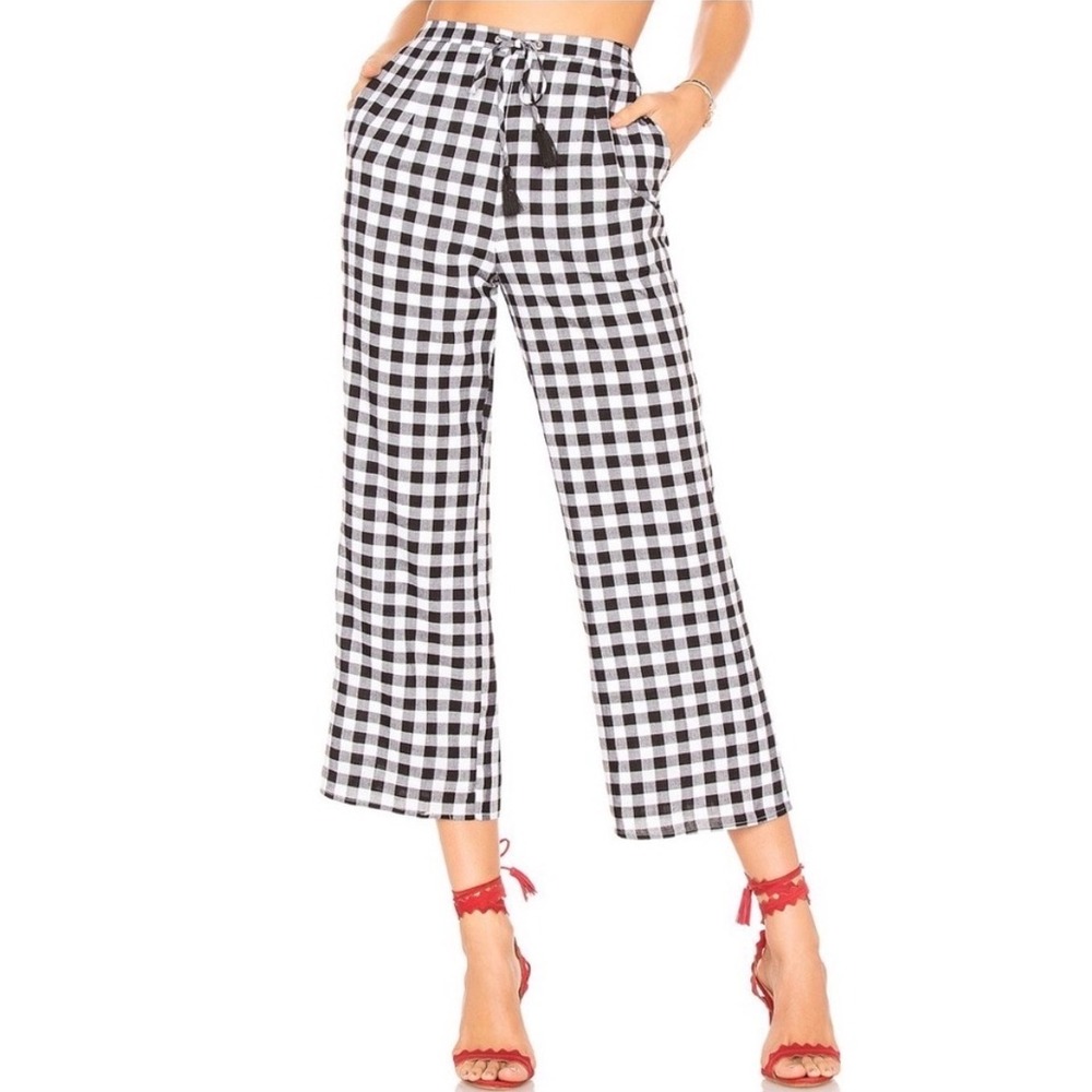 Majorelle Theo Cropped Pant in Blackโ and White Picnic Print Size Small